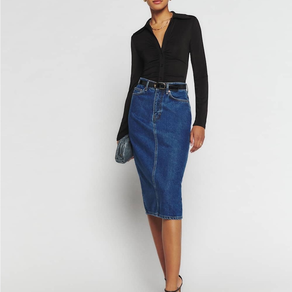 Reformation Jaz Button Down Top Black